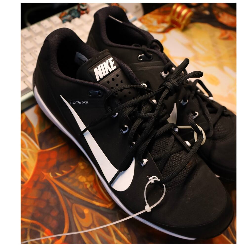 Nike Air Max Flywire Baseball Cleats Metal Low White 880281-010 Men size 11